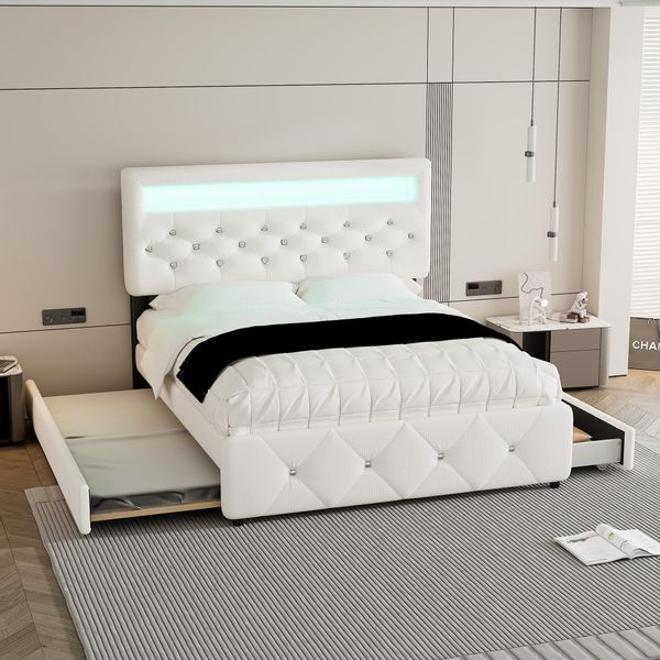 Flieks Polsterbett, LED Doppelbett 140x200cm mit günstig online kaufen