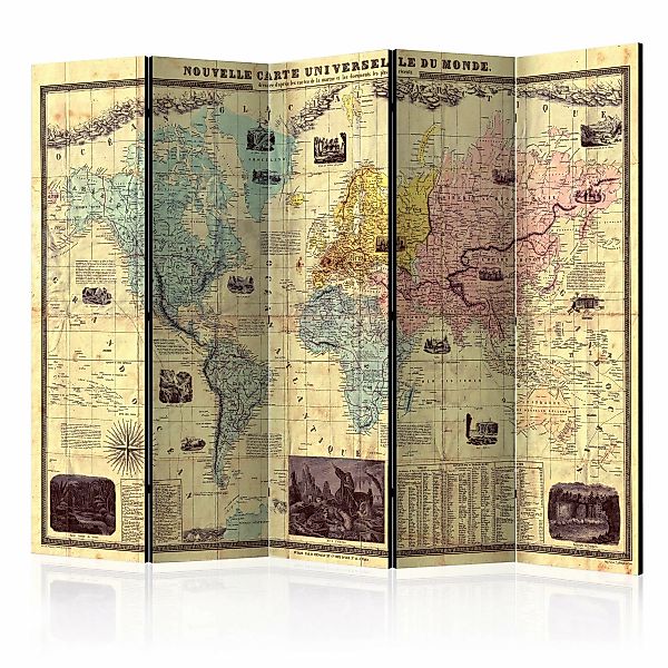 5-teiliges Paravent - Nouvelle Carte Du Monde [room Dividers] günstig online kaufen