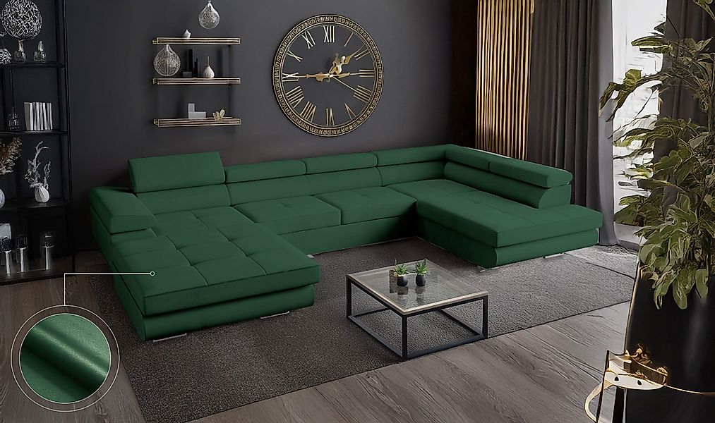 Goldstoff Wohnlandschaft mit Schlaffunktion, Couch für günstig online kaufen