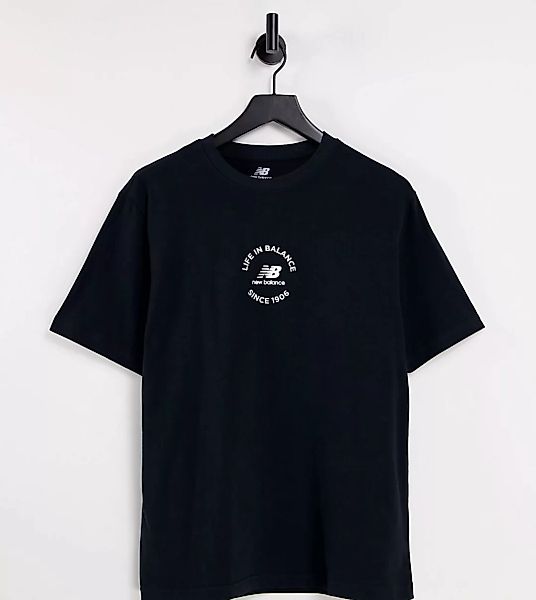 New Balance – T-Shirt in Schwarz mit „Life in Balance“-Print günstig online kaufen