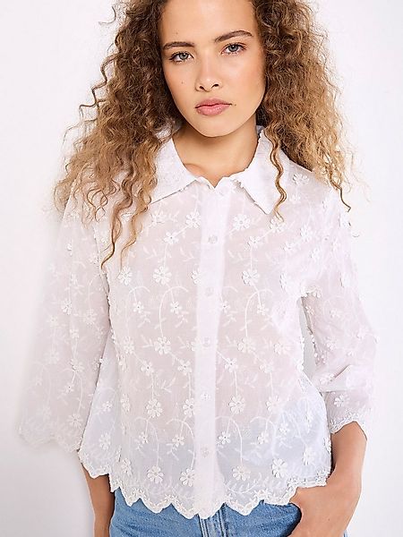 Apricot Spitzenbluse Kurze Bluse mit Blumenapplikation günstig online kaufen