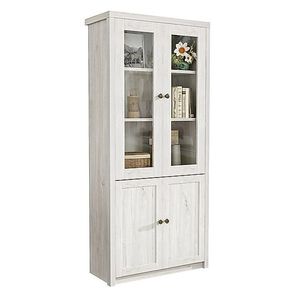 XDOVET Vitrine Hochschrank Highboard Schrank Holzoptik mit Glastüren (80x34 günstig online kaufen