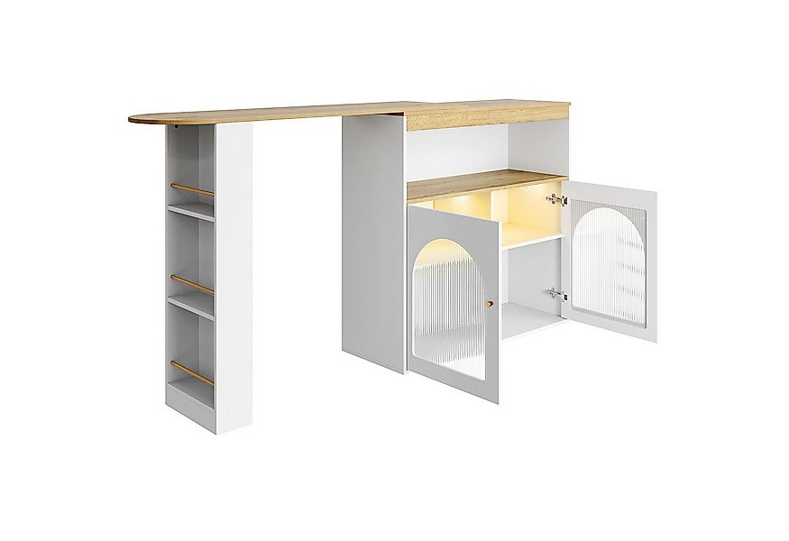 i@home Bartisch Ausziehbarer Esstisch mit Stauraum, Stehtisch Bistrotisch ( günstig online kaufen