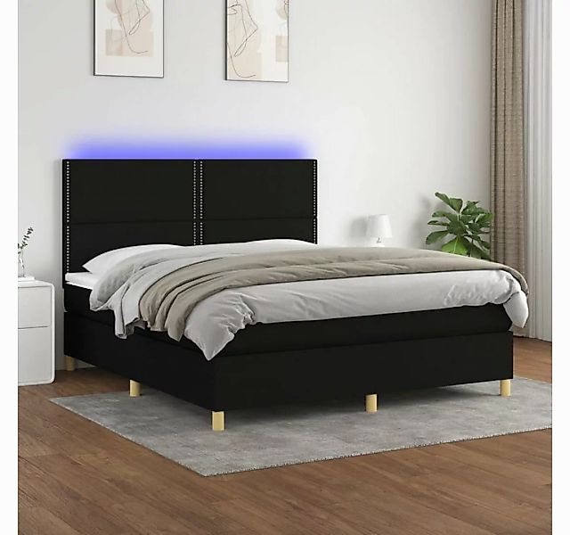 vidaXL Boxspringbett Boxspringbett mit Matratze LED Schwarz 160x200 cm Stof günstig online kaufen