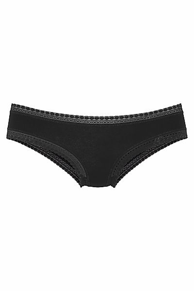 LASCANA Brasilslip, (3er-Set), aus elastischer Baumwolle mit weicher Spitze günstig online kaufen