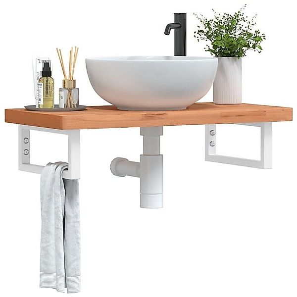vidaXL Waschbeckenschrank Waschbeckenregal Wandmontage Stahl und Massivholz günstig online kaufen