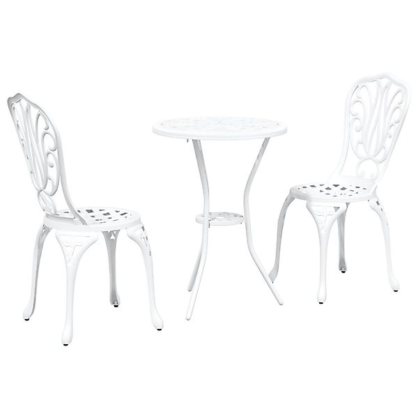 vidaXL Garten Bistro Set 3-Tlg Weiß Aluminium 42002384 günstig online kaufen