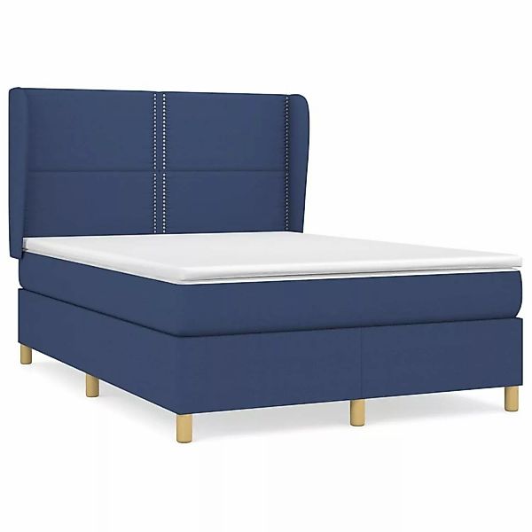 vidaXL Boxspringbett mit Matratze Blau 140x190 cm Stoff1388958 günstig online kaufen