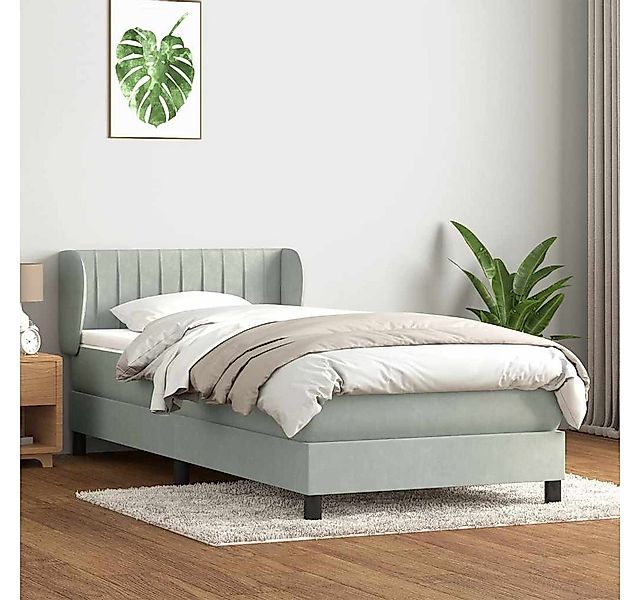 vidaXL Boxspringbett, Boxspringbett mit Matratze Hellgrau 90x210 cm Samt günstig online kaufen