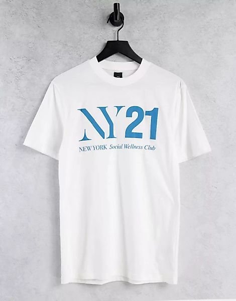 River Island – NY21 – T-Shirt in Weiß günstig online kaufen