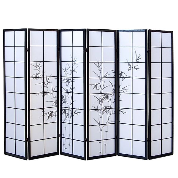 Homestyle4u 6-tlg. Paravent in Schwarz 264x179 cm 288 günstig online kaufen