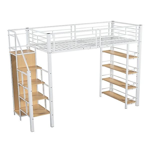 Gotagee Hochbett Einzelbett 90x200cm mit Stauraum Kinderbett Jugendbett fla günstig online kaufen