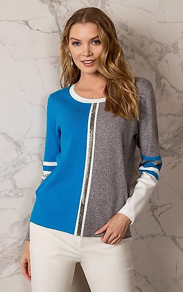 Passioni Strickpullover in Colorblock mit Strasssteinen günstig online kaufen