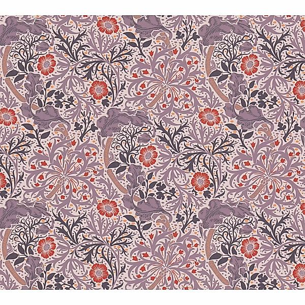 Bricoflor Jugendstil Tapete Lila Rot Landhaus Vliestapete Floral Für Küche günstig online kaufen