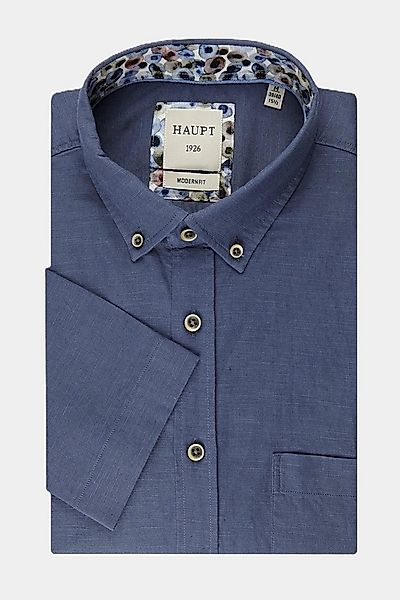 Haupt Kurzarmhemd Haupt Baumwoll-Leinen Kurzarm Herrenhemd Modern Fit navy günstig online kaufen