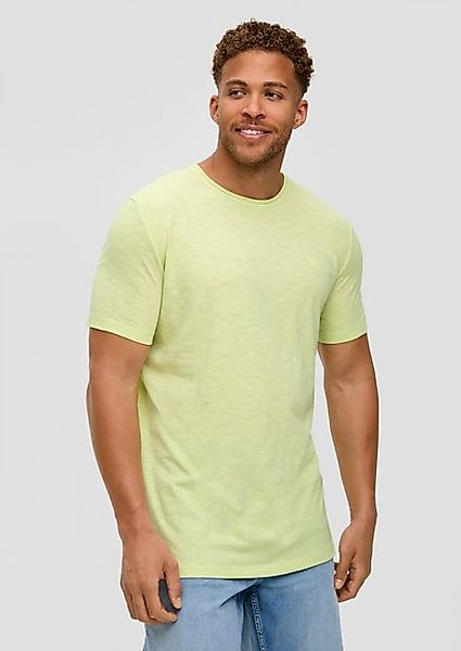 s.Oliver Kurzarmshirt Baumwoll-T-Shirt mit Flammgarn-Struktur und Logo-Deta günstig online kaufen