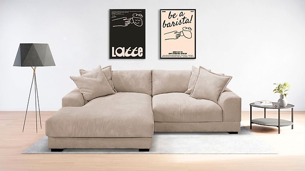 TRENDMANUFAKTUR Ecksofa »Zinal, aktuelles Design, mit 4 Zierkissen,«, mit e günstig online kaufen