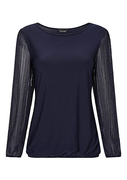 GOLDNER Langarmshirt "Edles Langarmoberteil mit Glitzerärmeln" Chiffon-Ärme günstig online kaufen