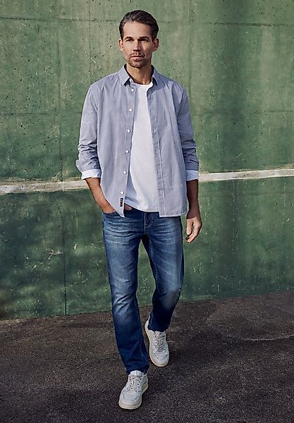 STREET ONE MEN Langarmhemd aus reiner Baumwolle günstig online kaufen