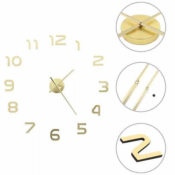 3d-wanduhr Modernes Design 100 Cm Xxl Golden günstig online kaufen