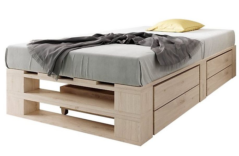 sunnypillow Palettenbett M2 aus Holz mit günstig online kaufen