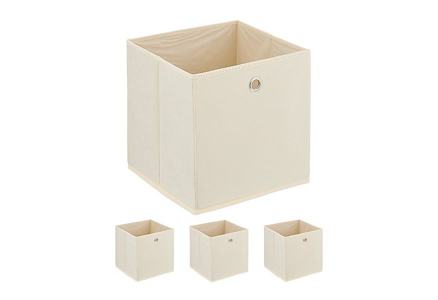relaxdays Aufbewahrungsbox Cremefarbene Aufbewahrungsbox im 4er Set günstig online kaufen