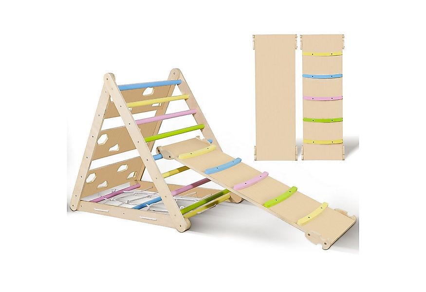 CCLIFE Klettergerüst Kletterdreiecke mit Rutsche Pikler Art Holz Indoor Kin günstig online kaufen
