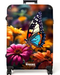 NoBoringSuitcases.com© Hartschalen-Trolley Schmetterling auf bunten Blumen günstig online kaufen