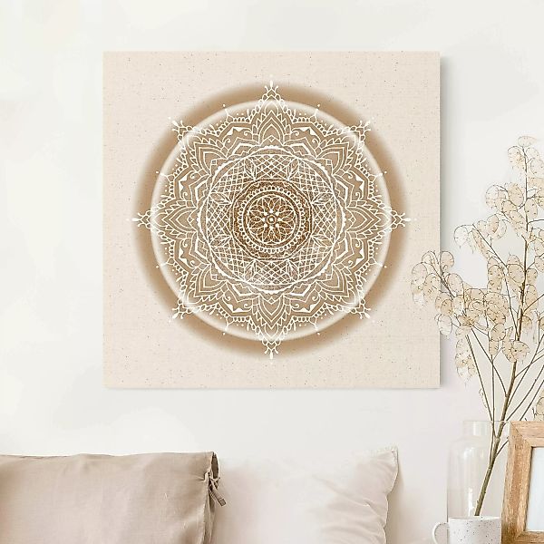 Leinwandbild auf Naturcanvas Mandala auf Goldkreis günstig online kaufen