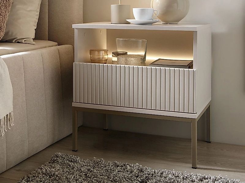 GrainGold Nachttisch DEO mit LED, Griffloss, Push-To-Open - 56x39x54 cm - K günstig online kaufen