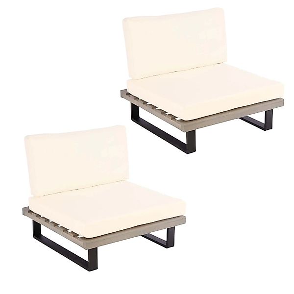 MCW Lounge-Sessel H54 2er-Set Grau Polster Cremeweiß günstig online kaufen
