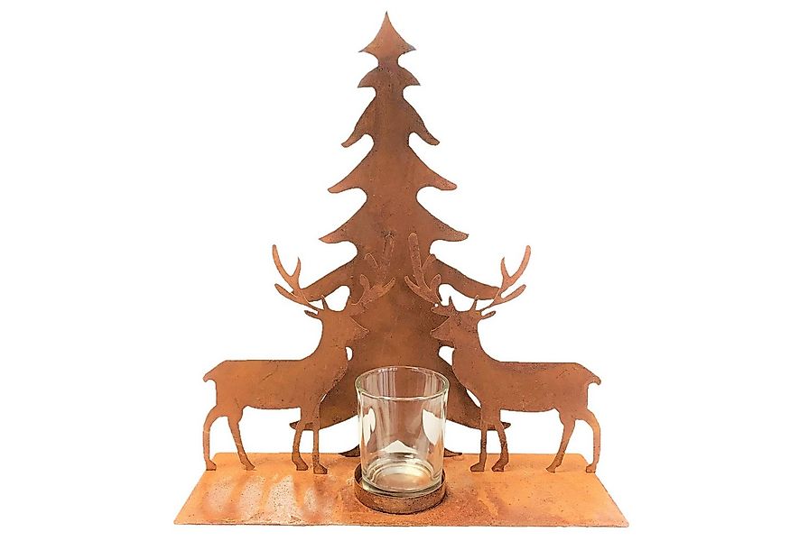 Gasper Teelichthalter Metall Teelichthalter Hirsch Baum Glasteelicht 25x8x2 günstig online kaufen