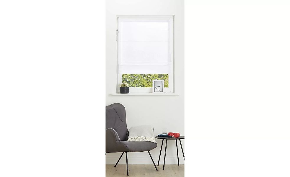 Verspanntes Raffrollo  Brondby - weiß - 100% Polyester - 80 cm - 130 cm - G günstig online kaufen