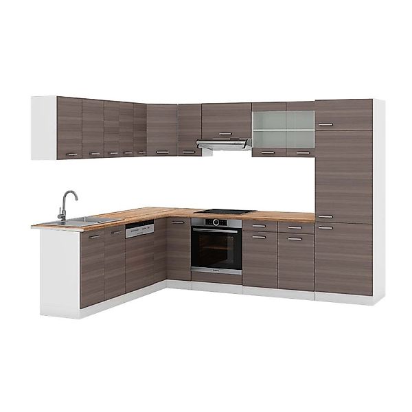 Vicco R-Line Eckküche Edelgrau/Weiß 227 x 287 cm AP Eiche günstig online kaufen