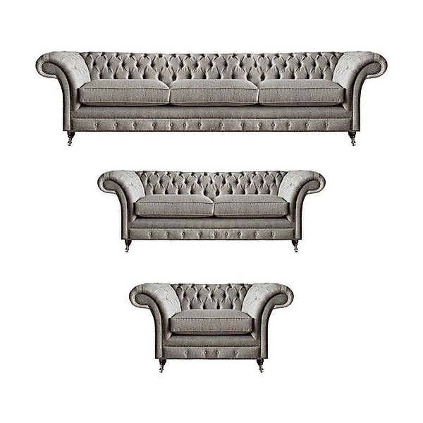 JVmoebel Chesterfield-Sofa Möbel Sitzmöbel Komplett Set 3tlg Sofas Sessel W günstig online kaufen