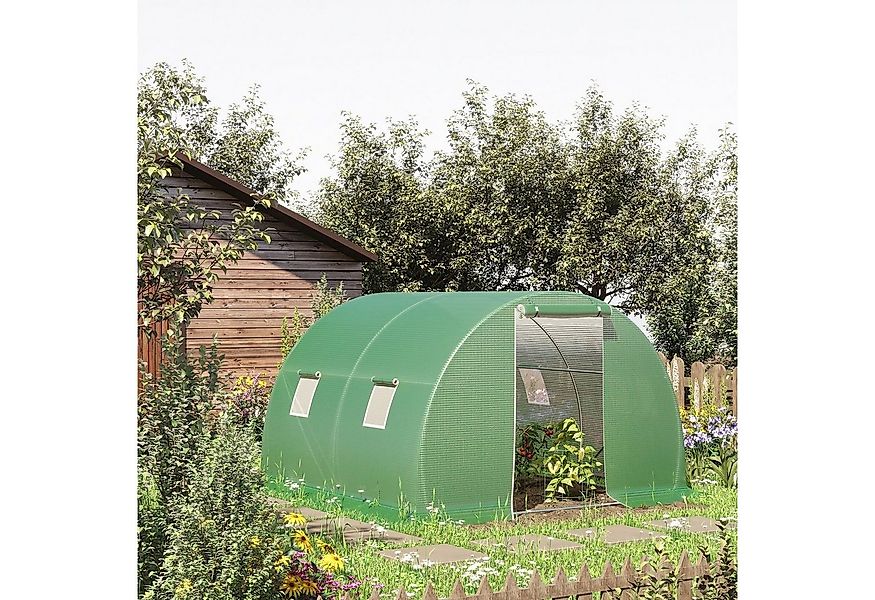 Outsunny Foliengewächshaus begehbares Polytunnel mit 4 Fenster, BxTxH: 300 günstig online kaufen