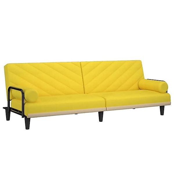 vidaXL Sofa, Schlafsofa mit Armlehnen Hellgelb Stoff günstig online kaufen