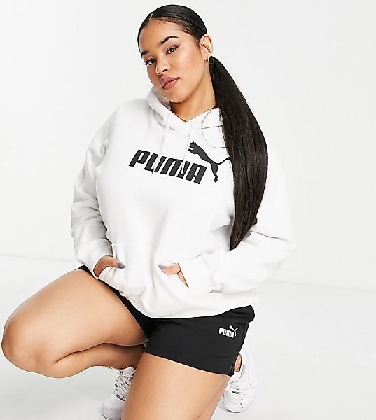 Puma Plus – Essentials – Kapuzenpullover in Weiß günstig online kaufen