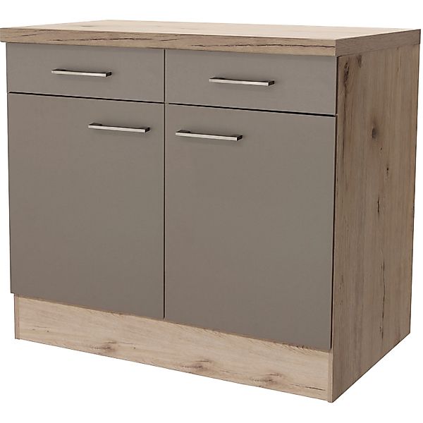 Flex-Well Unterschrank 100 cm Arizona Quarz Cubanit-San Remo Eiche günstig online kaufen