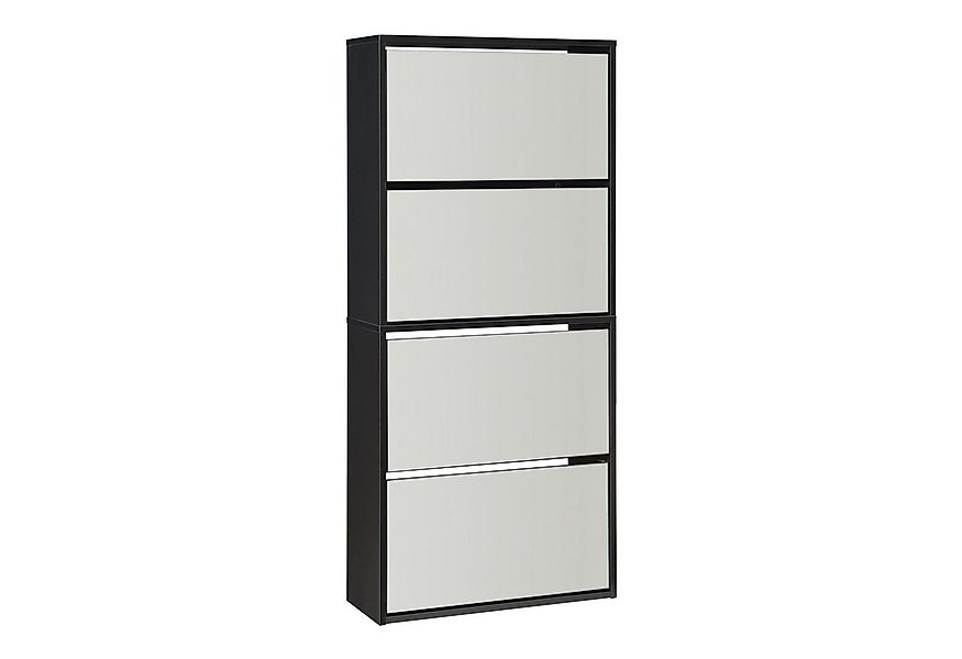 en.casa Schuhkipper, »Lund« mit 4 verspiegelten Klappen Schwarz günstig online kaufen