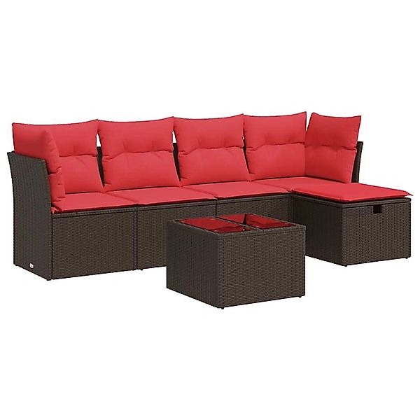 vidaXL 6-Tlg Garten-Sofagarnitur mit Kissen Braun Poly Rattan 3325280 günstig online kaufen