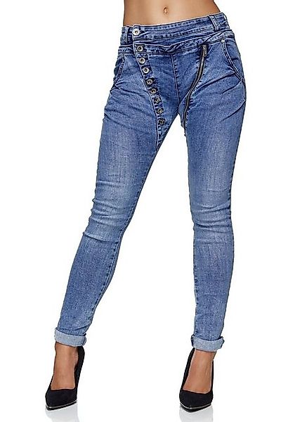 Elara Boyfriend-Jeans Elara Damen Jeans Boyfriend Baggy Knopfleiste (1-tlg) günstig online kaufen