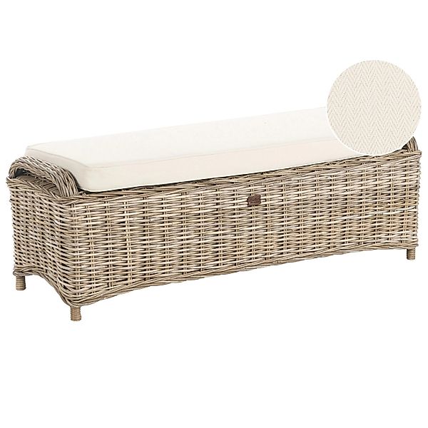 Beliani Gartenbank Naturfarben Weiss 47x140x49 günstig online kaufen