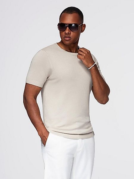 OMBRE T-Shirt Klassisches Herren-T-Shirt aus Strick mit Rippenbündchen günstig online kaufen