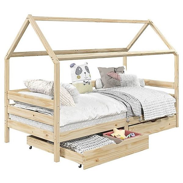 IDIMEX Kinderbett CLIA, Hausbett CLIA Kinderbett Montessori 2 Schubladen 90 günstig online kaufen