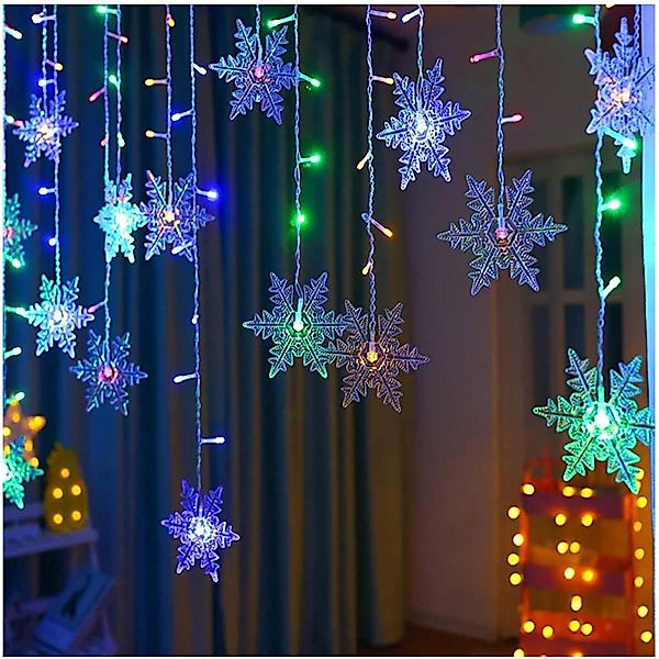 Qualra Lichtervorhang 96LEDs Schneeflocke Lichtervorhang Weihnachtsbeleucht günstig online kaufen