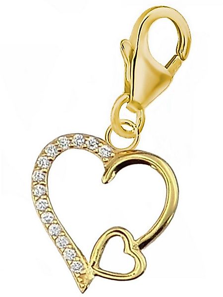 Goldene Hufeisen Charm Herz Liebesbotschafter funkelnder Anhänger für jeden günstig online kaufen