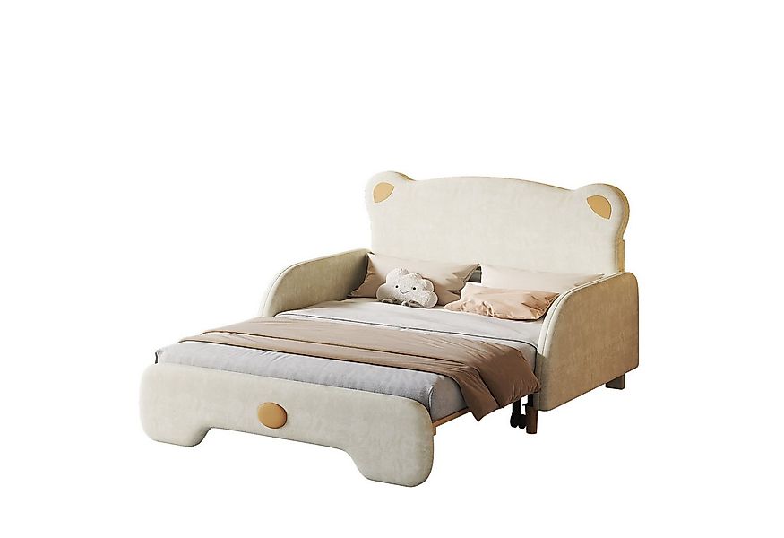 SOFTWEARY Kinderbett mit ausziehbarer Liegefläche (140x110cm/140x200cm), Sc günstig online kaufen