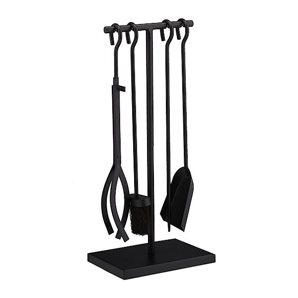 relaxdays Kamingarnitur Kaminbesteck schwarz 5 tlg. günstig online kaufen