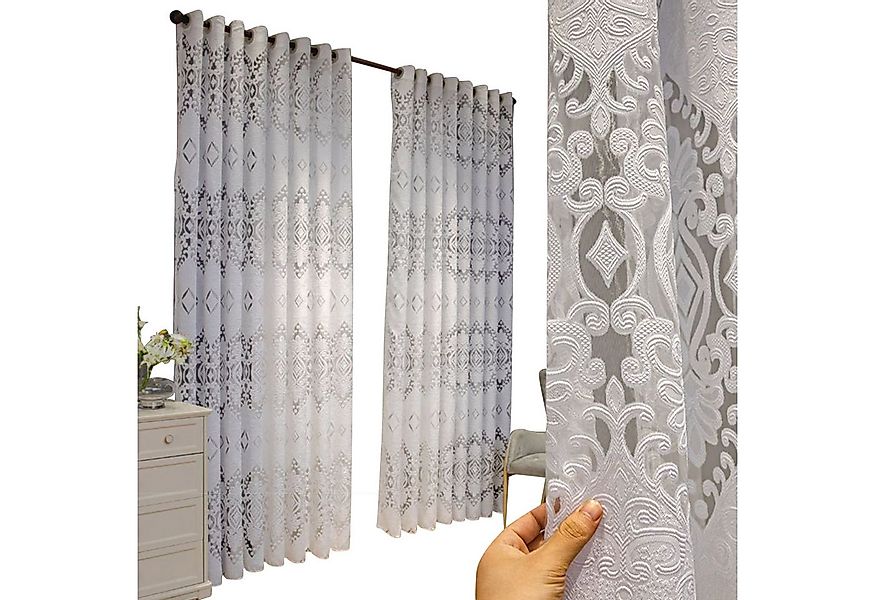 BYSURE Gardine (2 St), Ösen, halbtransparent, bestickter Vorhang günstig online kaufen